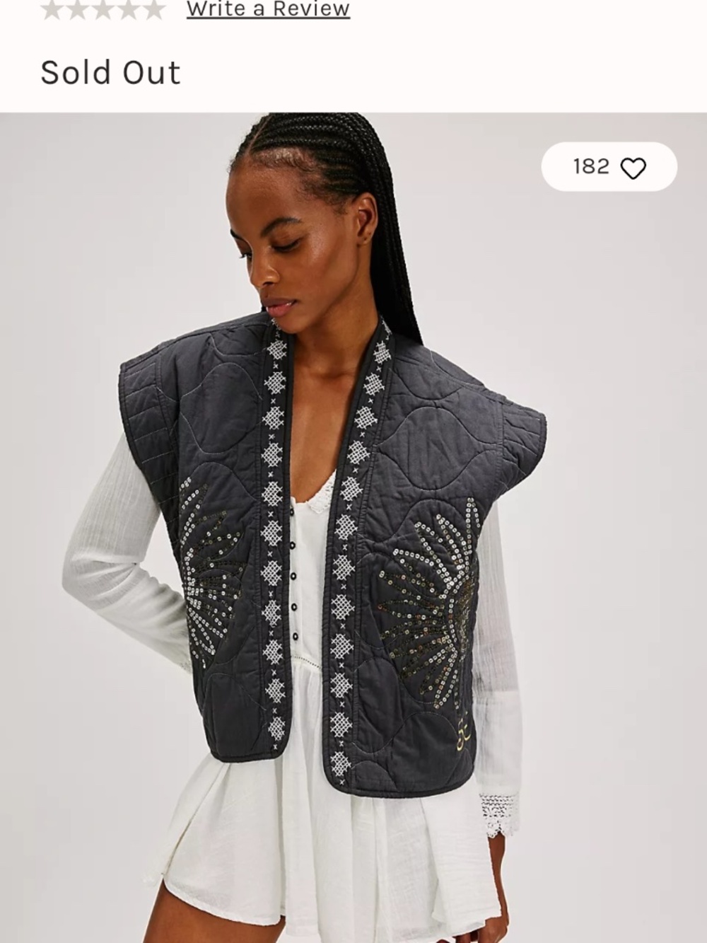 Sissel Edelbo calista vest quilted cotton and sequin sun nwot O/S